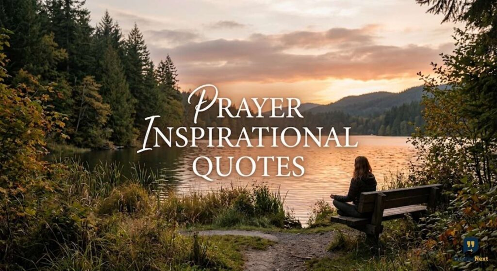 A photo of a decorative plaque in a study with the text '**Prayer Inspirational Quotes**', featuring natural light.